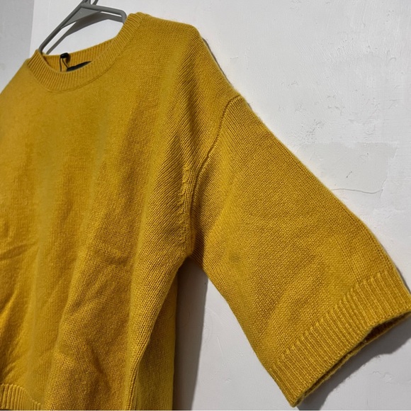The Kooples yellow mustard cashmere cardigan oversized crop length sweater sz 2 - Picture 6 of 11